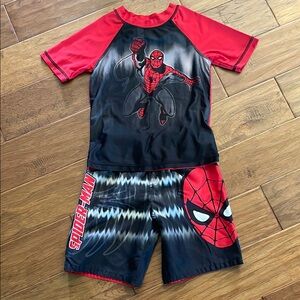 Marvel Red and Black Rashguard Swim Set